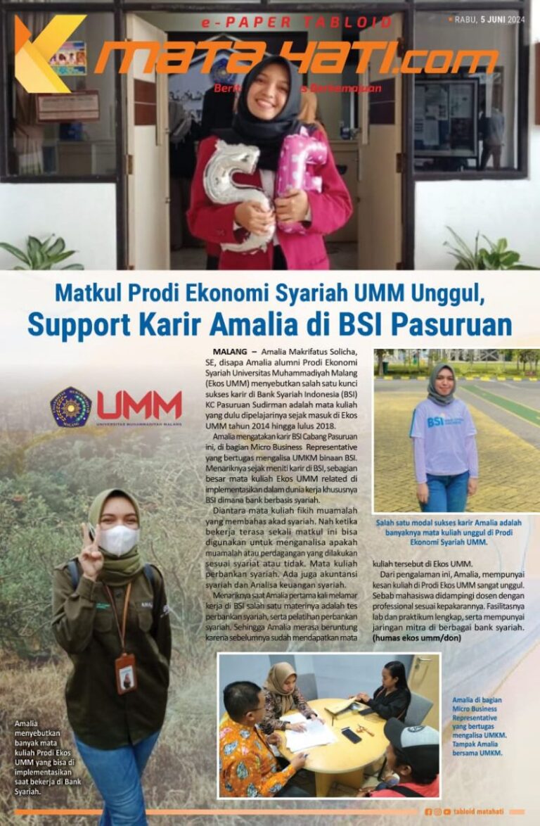 Matkul Prodi Ekonomi Syariah UMM Unggul, Support Karir Amalia di BSI Pasuruan