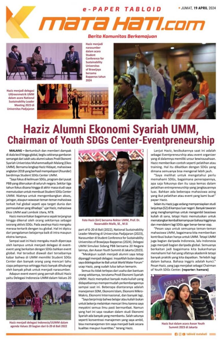 Haziz Alumni Ekonomi Syariah UMM Sebagai Chairman of Youth SDGs Center-Eventpreneurship