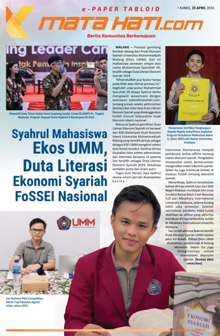 Duta Literasi Ekonomi Syariah FoSSEI Nasional, Syahrul Mahasiswa Ekonomi Syariah UMM