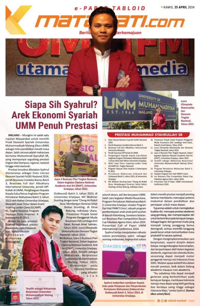 Siapa Sih Syahrul? Mahasiswa Ekonomi Syariah UMM Penuh Prestasi