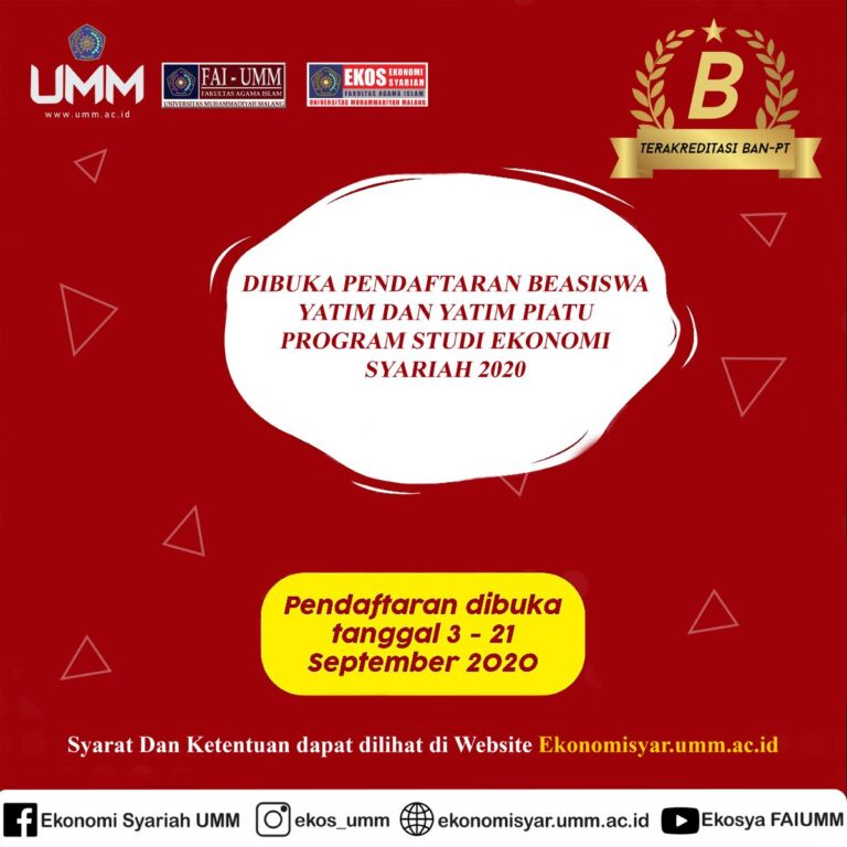 Beasiswa Yatim / Yatim Piatu Prodi Ekonomi Syariah UMM 2020