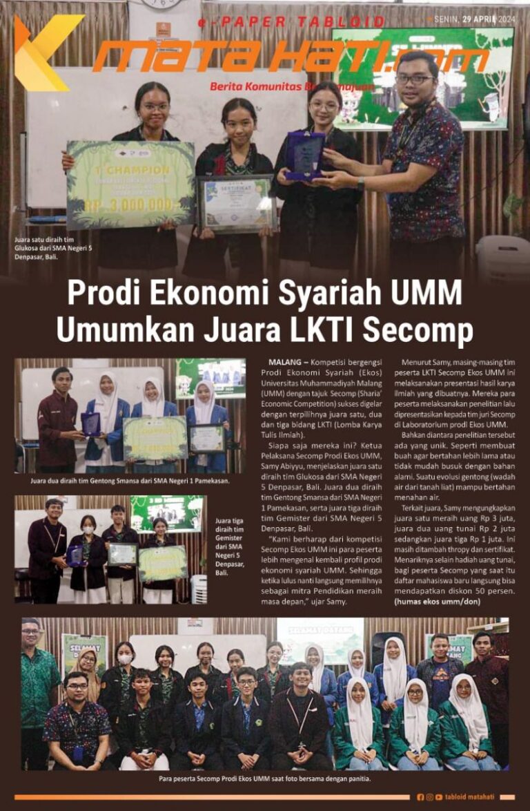 Umumkan Juara Lomba Karya Tulis Ilmiah (LKTI) Secomp Yang Diikuti Peserta Dari SMA Sederajat