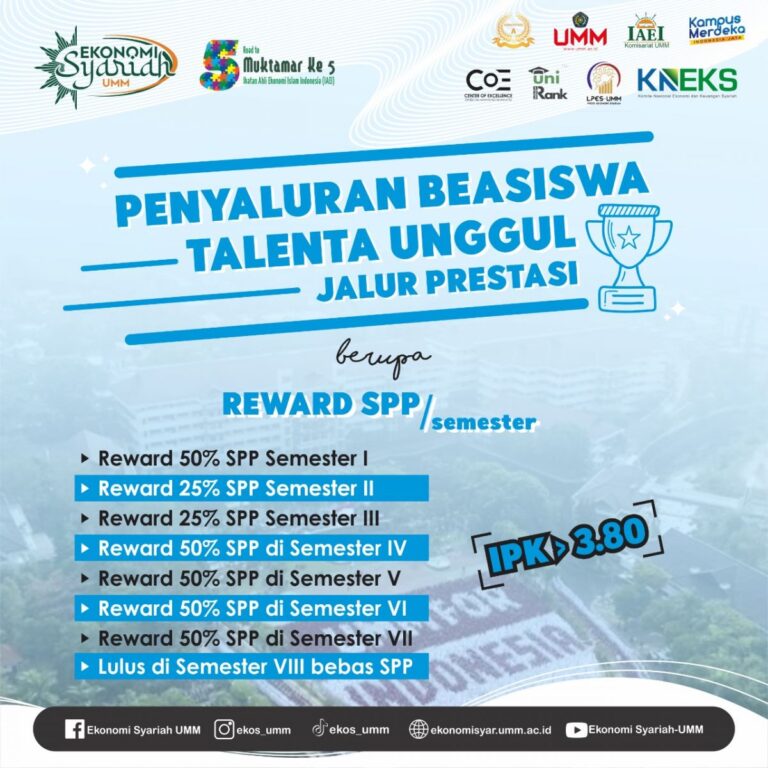 Beasiswa Talenta Unggul Jalur Prestasi Mahasiswa Baru Ekonomi Syariah 2023