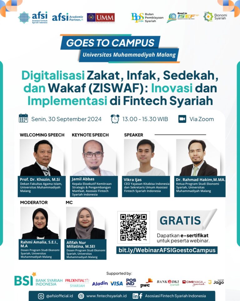 Webinar “Digitalisasi ZISWAF: Inovasi dan Implementasi di Fintech Syariah”, Wujudkan Pengelolaan Zakat, Infak, Sedekah, dan Wakaf yang Lebih Efektif
