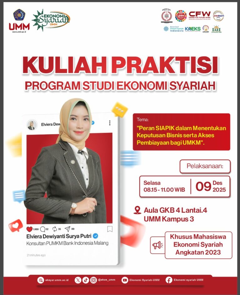 Kuliah Praktisi Ekonomi Syariah UMM Bahas Peran SIAPIK dalam Akses Pembiayaan UMKM
